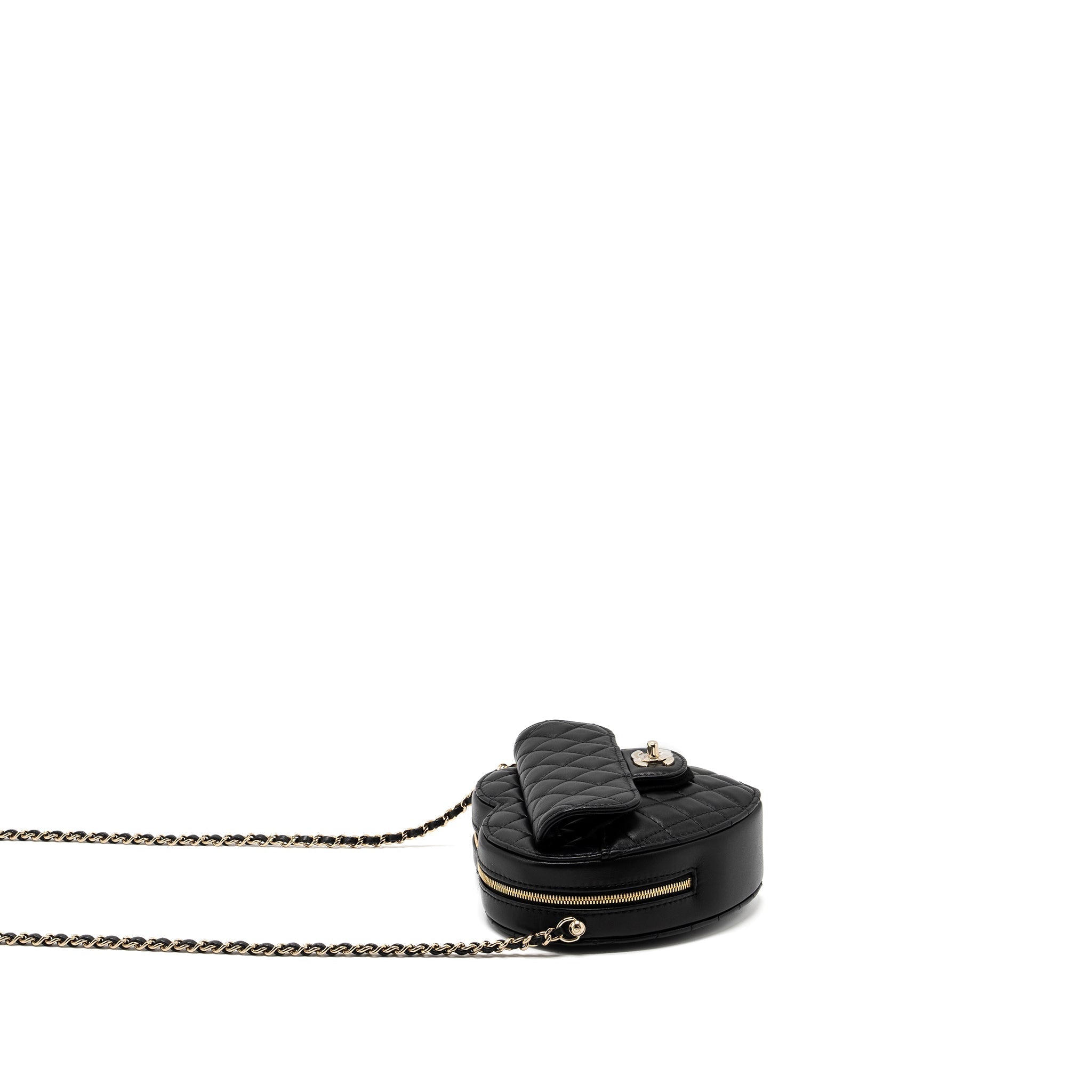 CHANEL 22S HEART BAG LAMBSKIN BLACK LGHW (MICROCHIP)