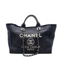 CHANEL DEAUVILLE TOTE BAG CANVAS BLUE DENIM SHW
