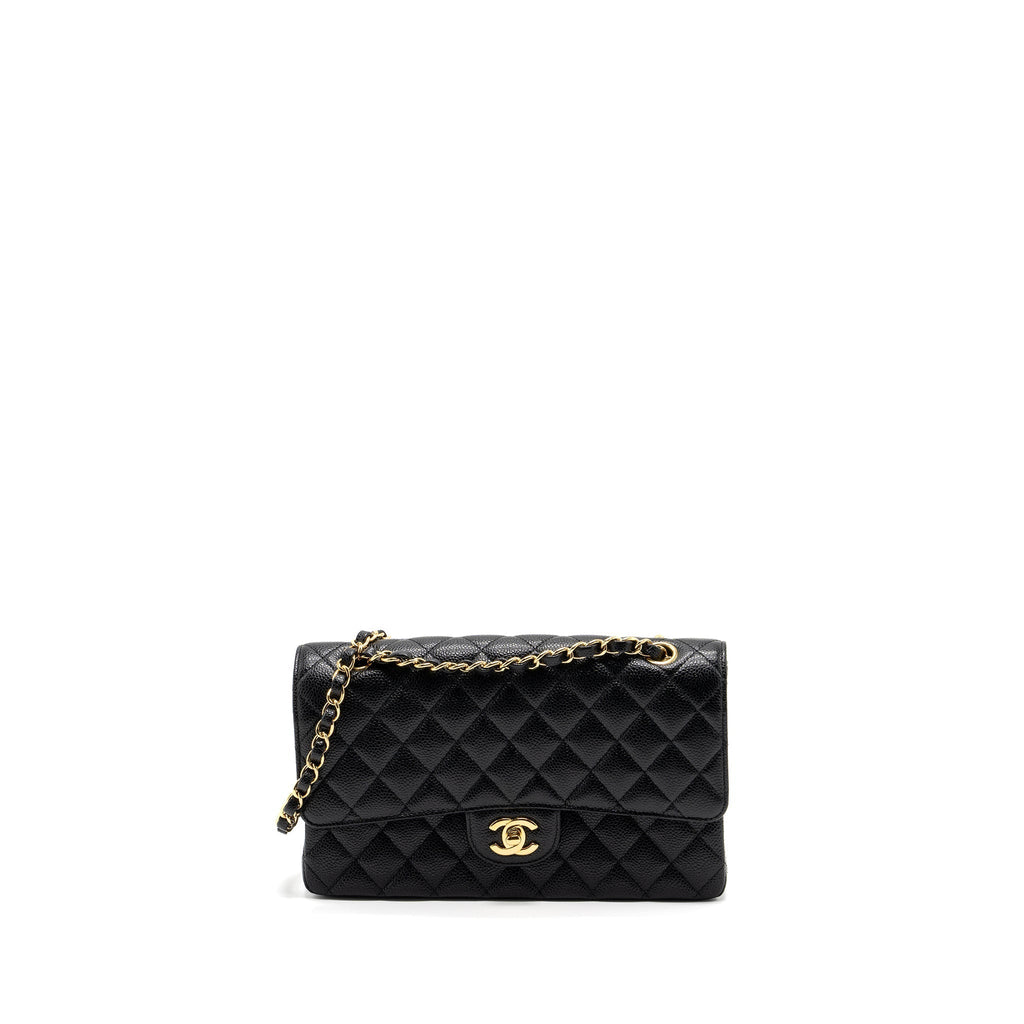 CHANEL MEDIUM CLASSIC DOUBLE FLAP BAG CAVIAR BLACK GHW