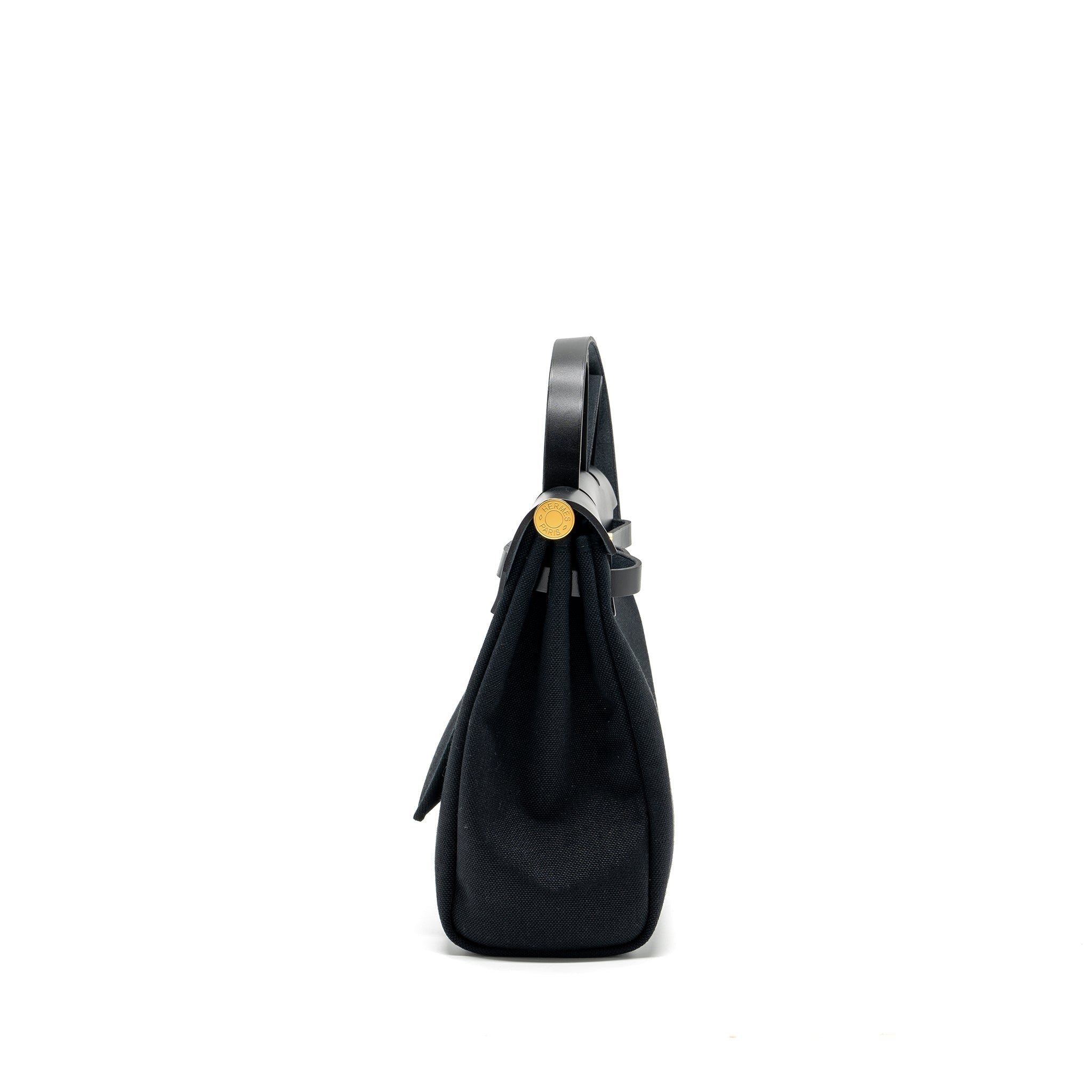 HERMES HERBAG 31 ZIP BAG CANVAS/ HUNTER BLACK GHW