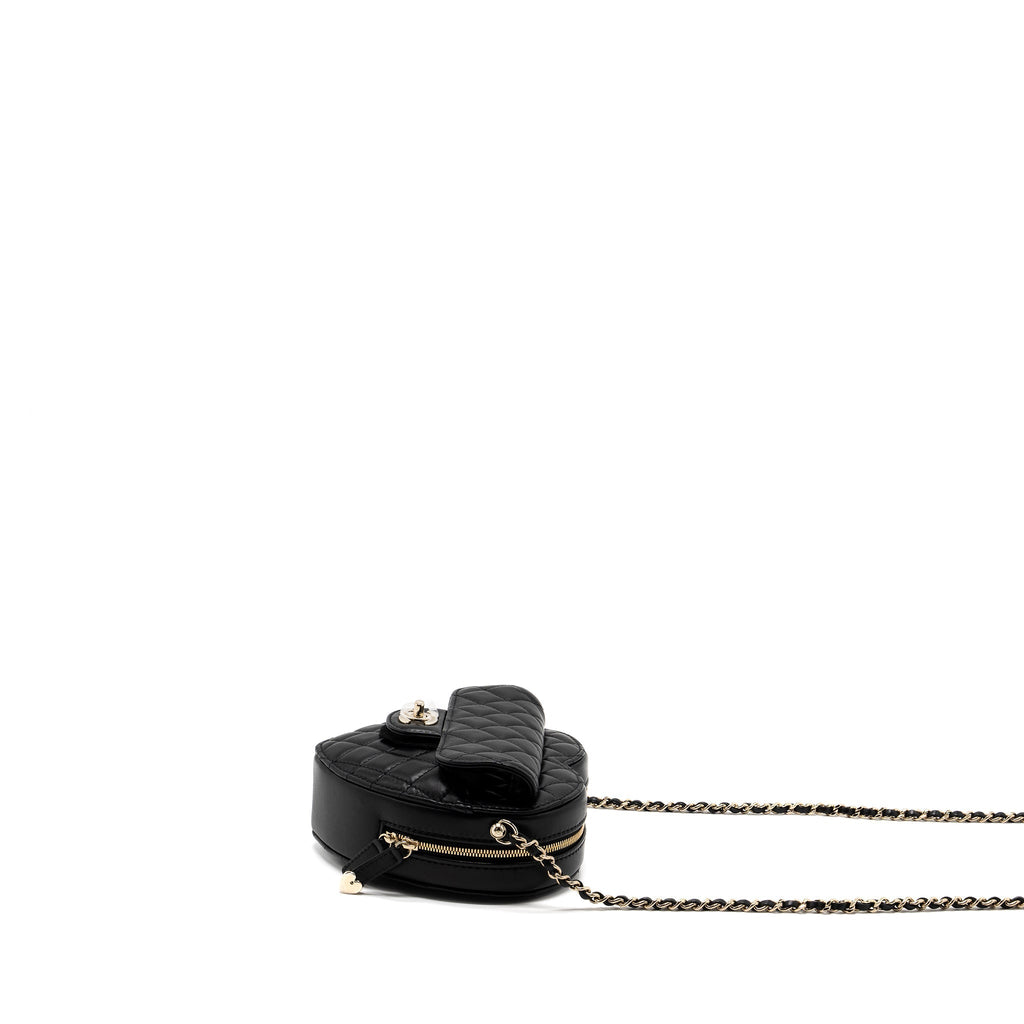 CHANEL 22S HEART BAG LAMBSKIN BLACK LGHW (MICROCHIP)