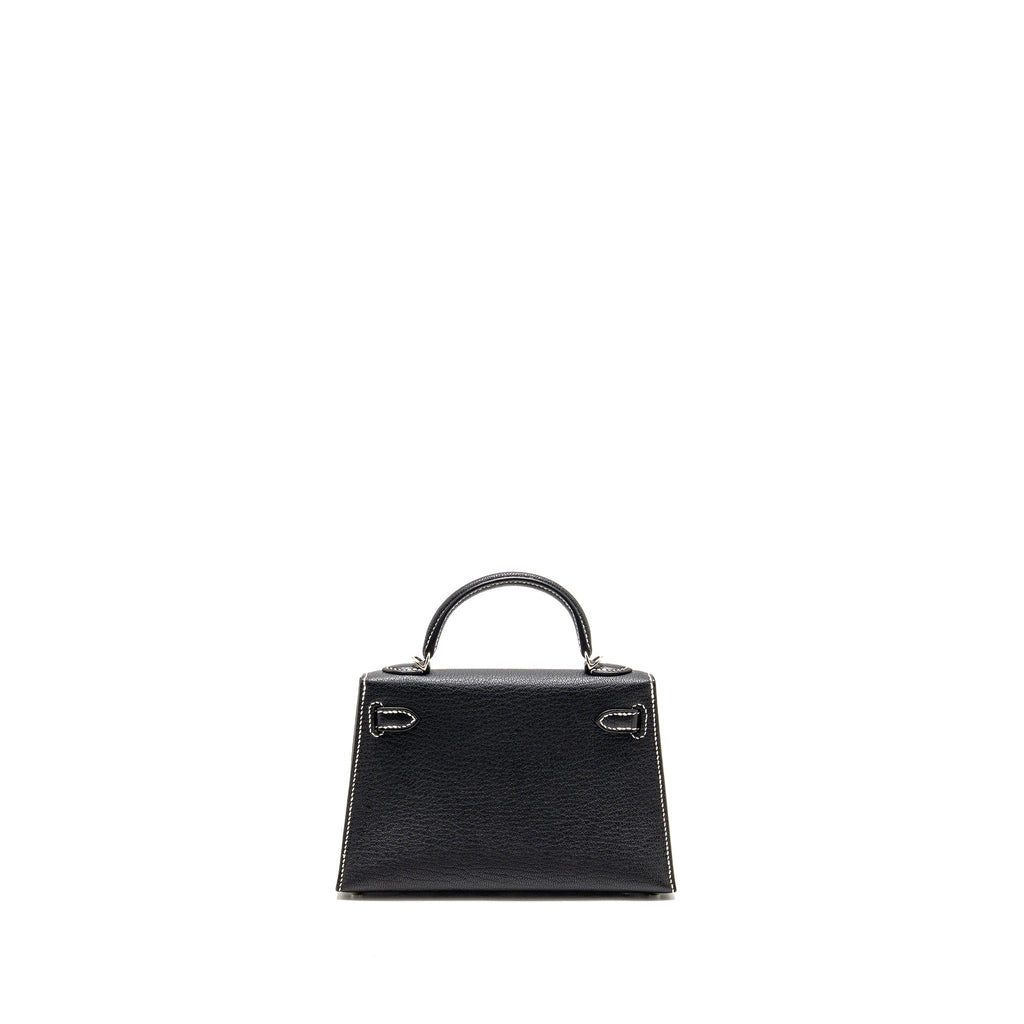 HERMES MINI KELLY II SPECIAL ORDER CHÈVRE MYSORE BLACK/LIME SHW