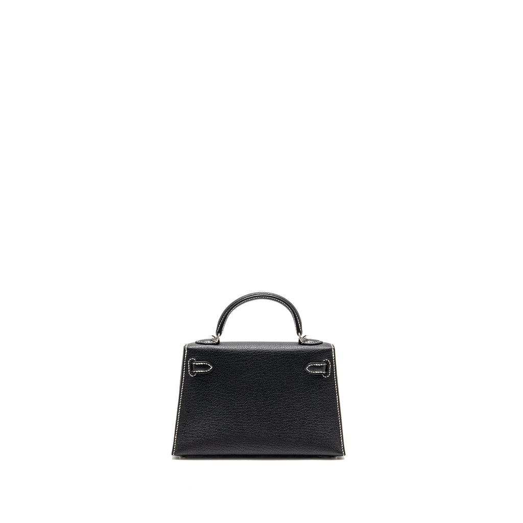 Hermes Mini Kelly II Special Order Chèvre Mysore Black/Lime SHW