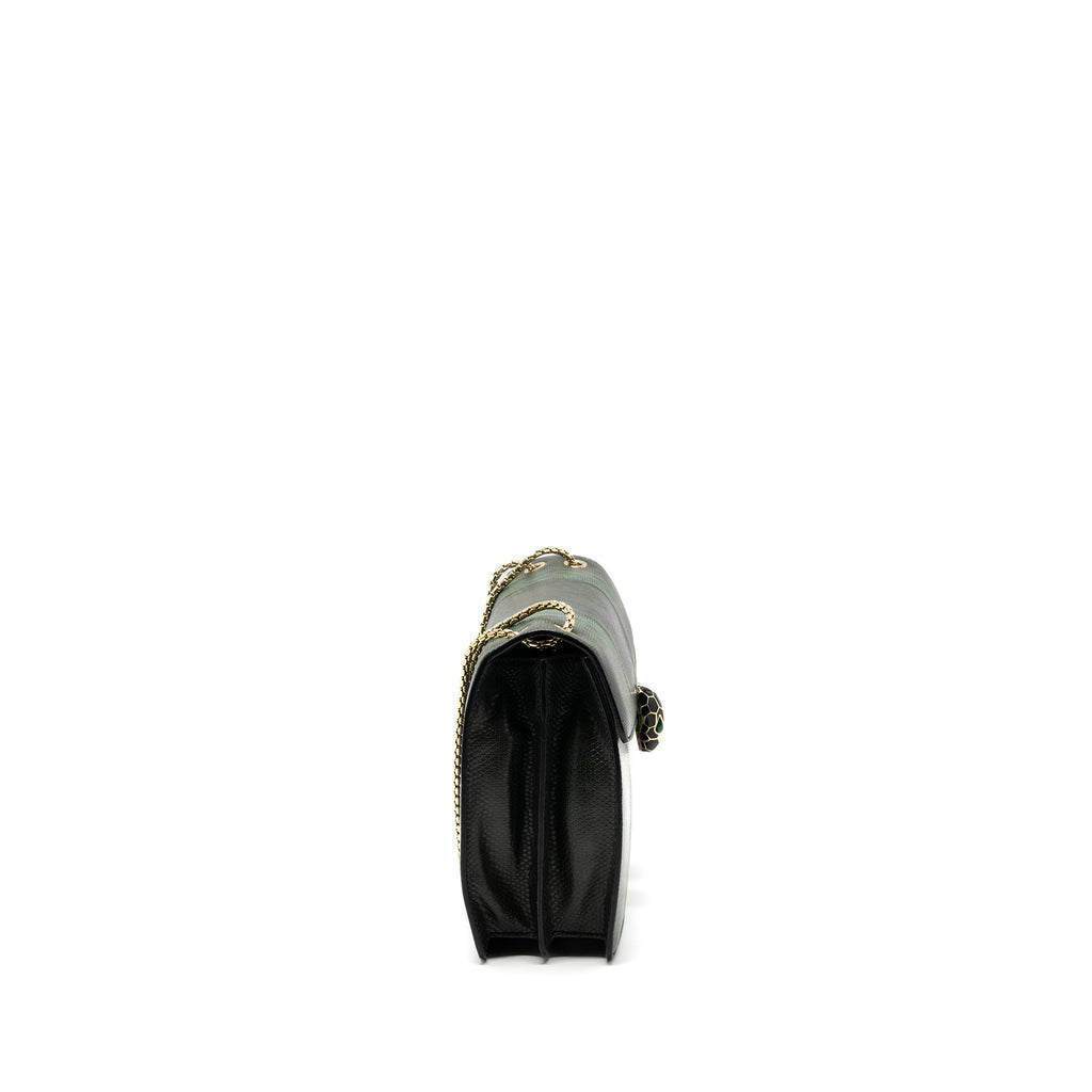 BVLGARI SERPENTI FOREVER FLAP BAG SHINY KARUNG GLACIER GREEN LGHW