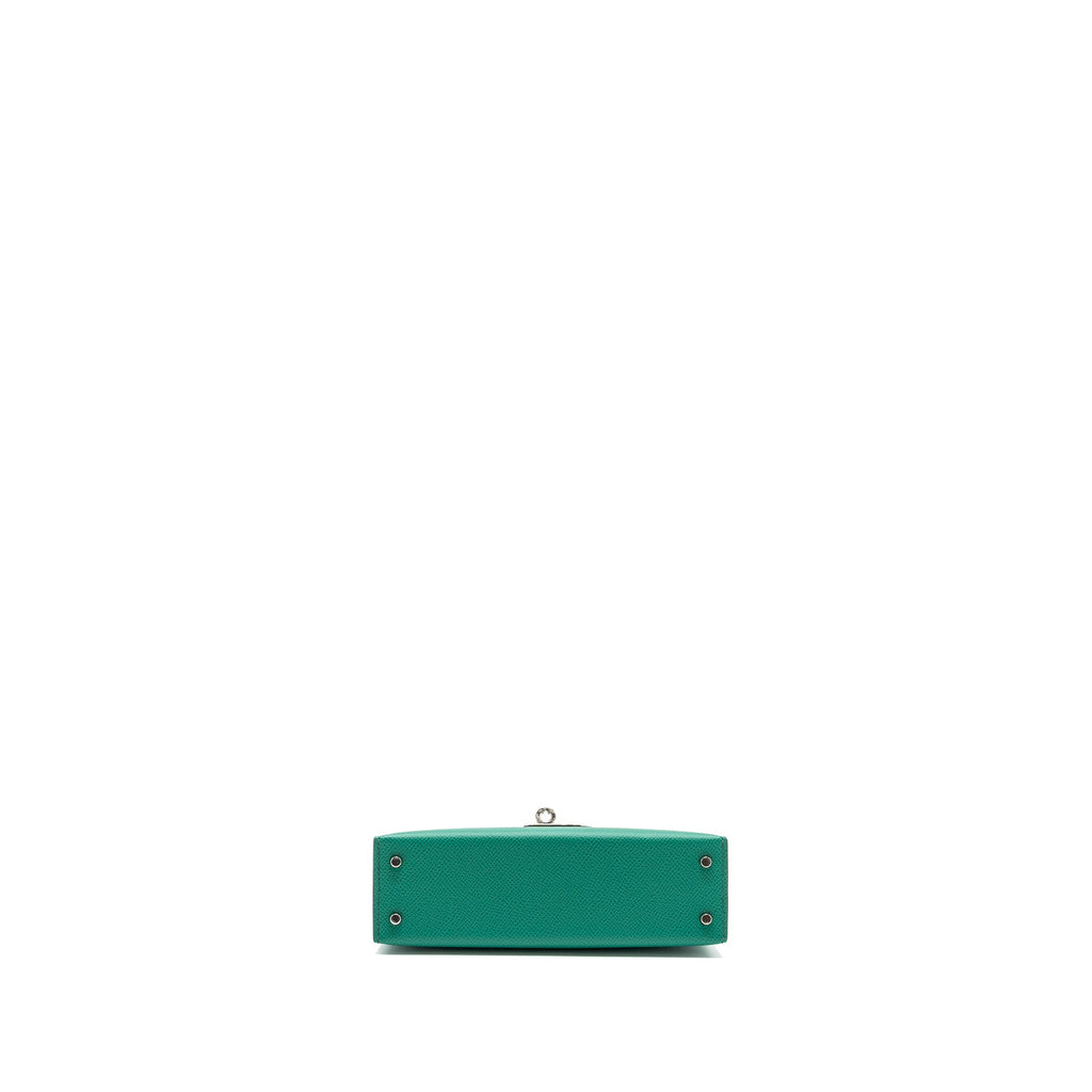 Hermes Mini Kelly Epsom Wooly Strap Vert Jade/ Blue Paradis-Saphir SHW