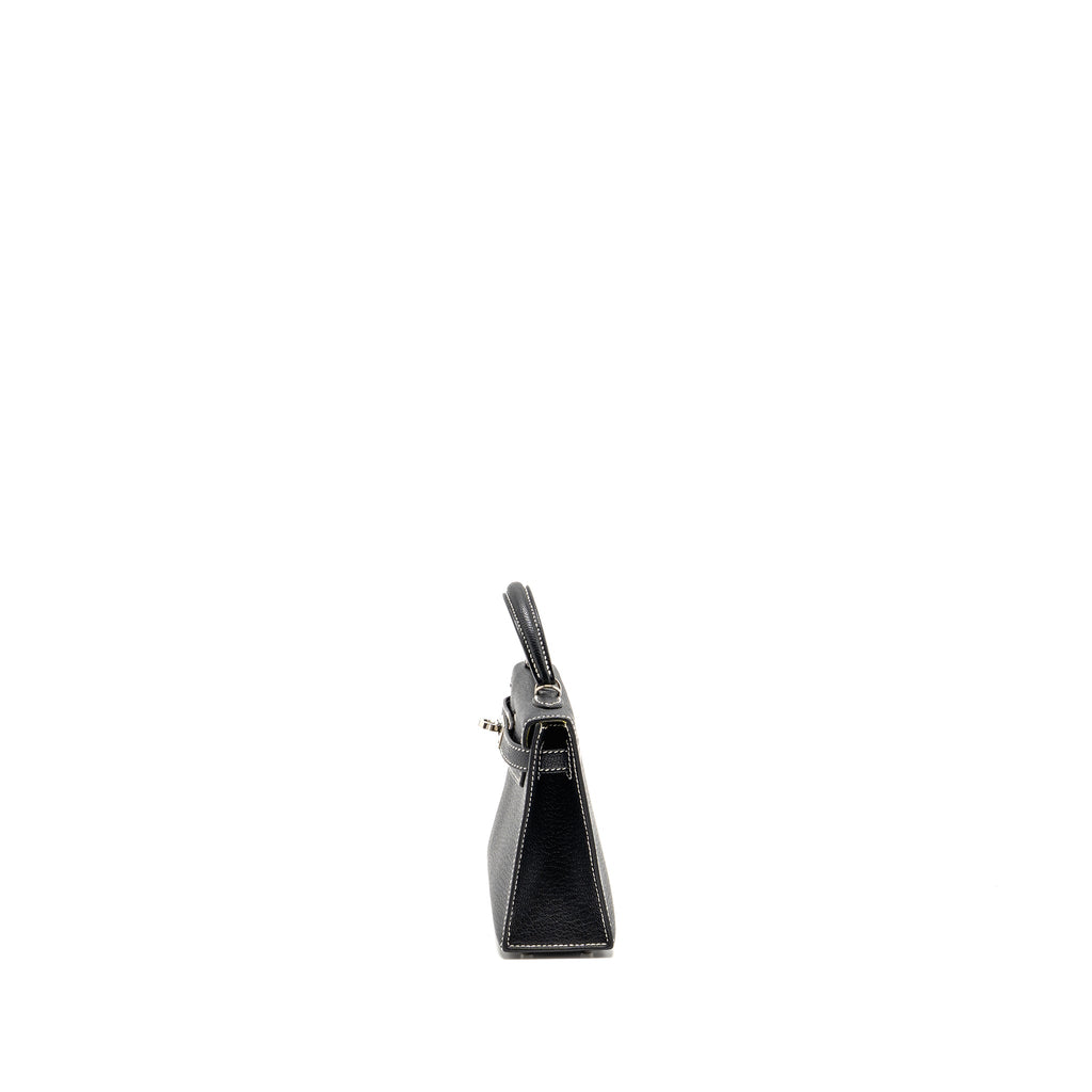 Hermes Mini Kelly II Special Order Chèvre Mysore Black/Lime SHW