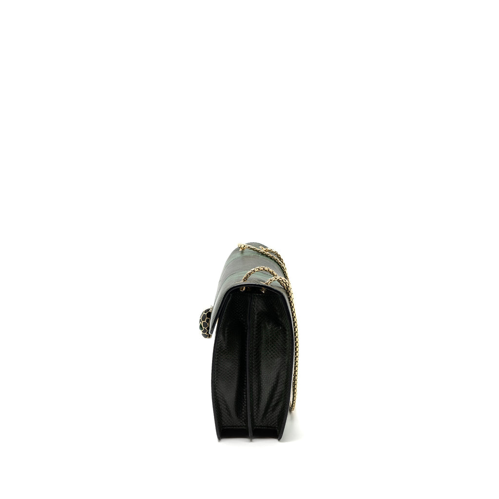 BVLGARI SERPENTI FOREVER FLAP BAG SHINY KARUNG GLACIER GREEN LGHW