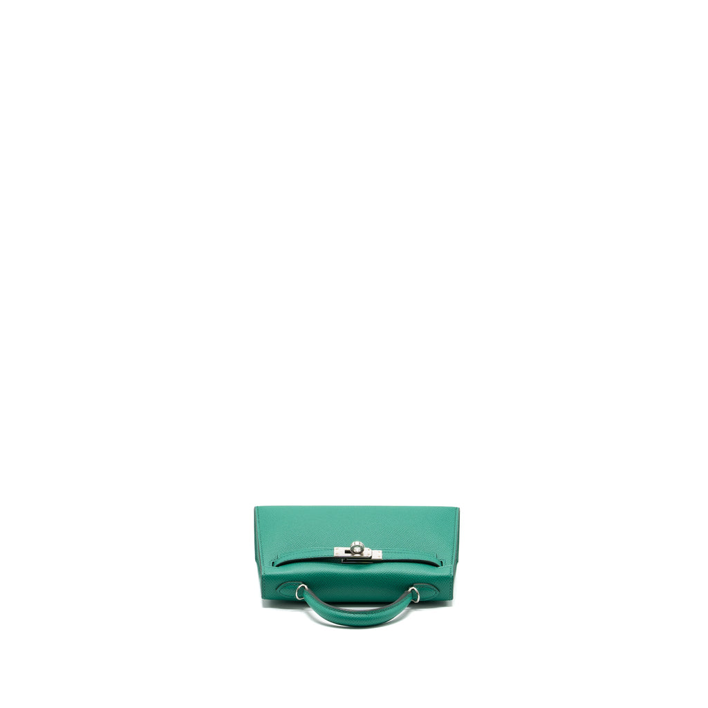 Hermes Mini Kelly Epsom Wooly Strap Vert Jade/ Blue Paradis-Saphir SHW