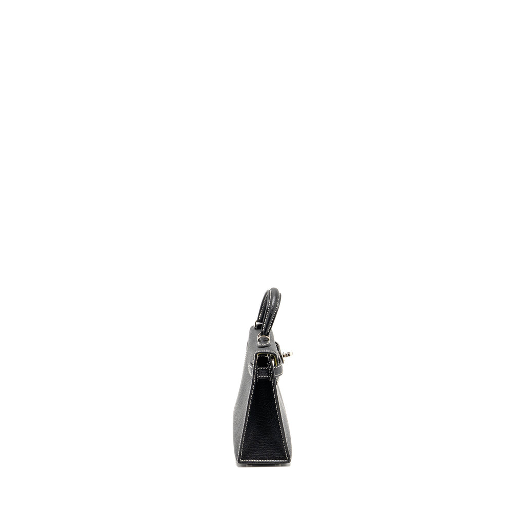Hermes Mini Kelly II Special Order Chèvre Mysore Black/Lime SHW