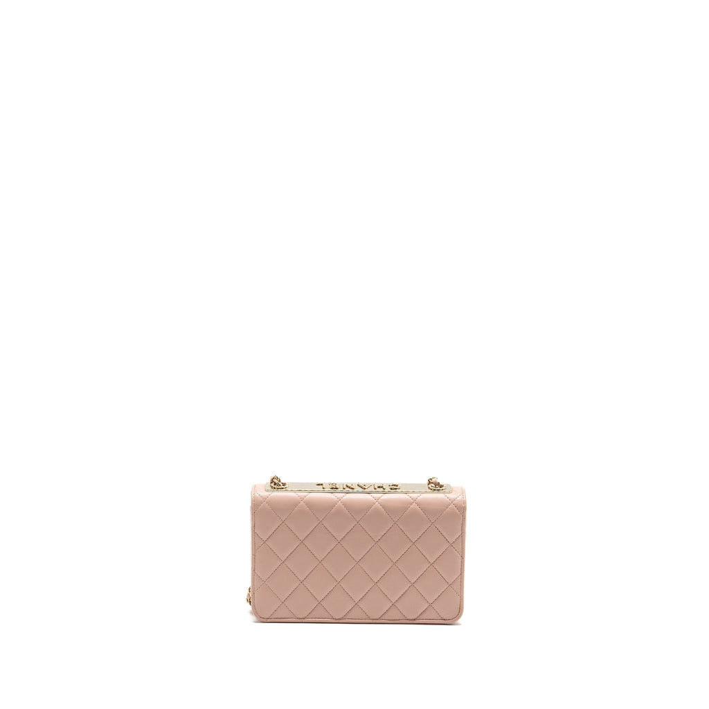 CHANEL TRENDY CC QUILTED WALLET ON CHAIN LAMBSKIN LIGHT PINK LGHW (MICROCHIP)