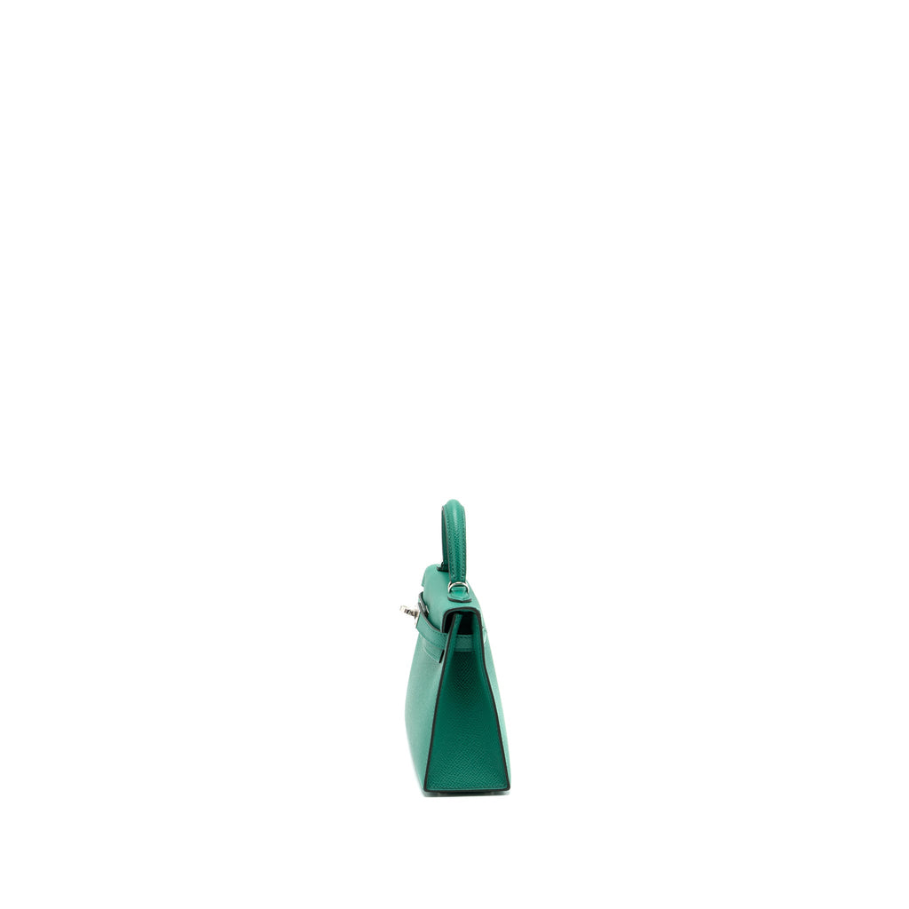 Hermes Mini Kelly Epsom Wooly Strap Vert Jade/ Blue Paradis-Saphir SHW