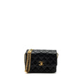 CHANEL 22A BUTTON ON CHAIN FLAP SHOULDER BAG LAMBSKIN BLACK BRUSHED GHW(MICROCHIP)