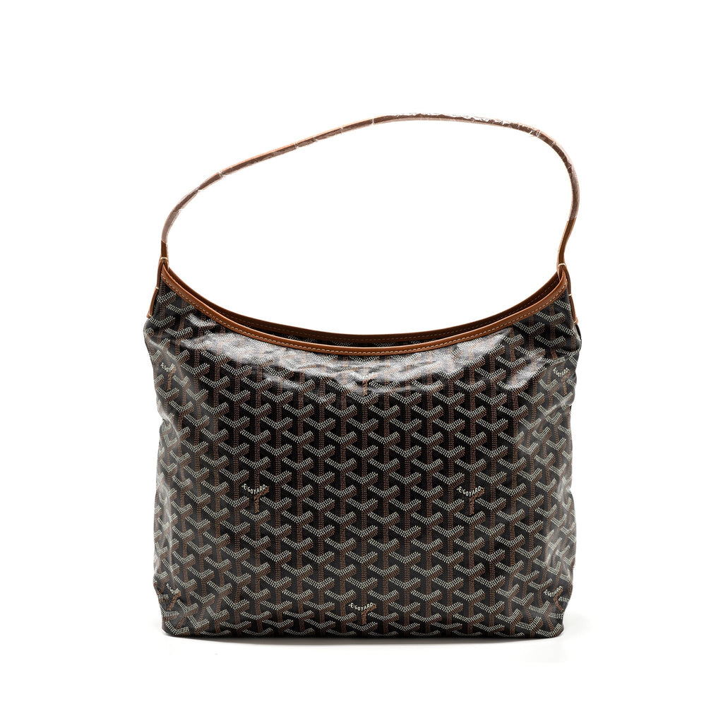 GOYARD BOHEME HOBO BAG CANVAS/ CALFSKIN BLACK/ TAN SHW WITH NECESSAIRE BAG ECRU