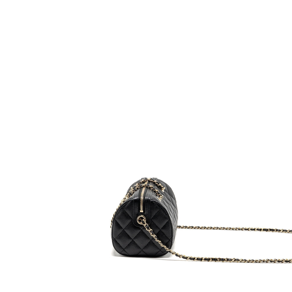 CHANEL 25P MINI BOWLING BAG CAVIAR BLACK LGHW (MICROCHIP)