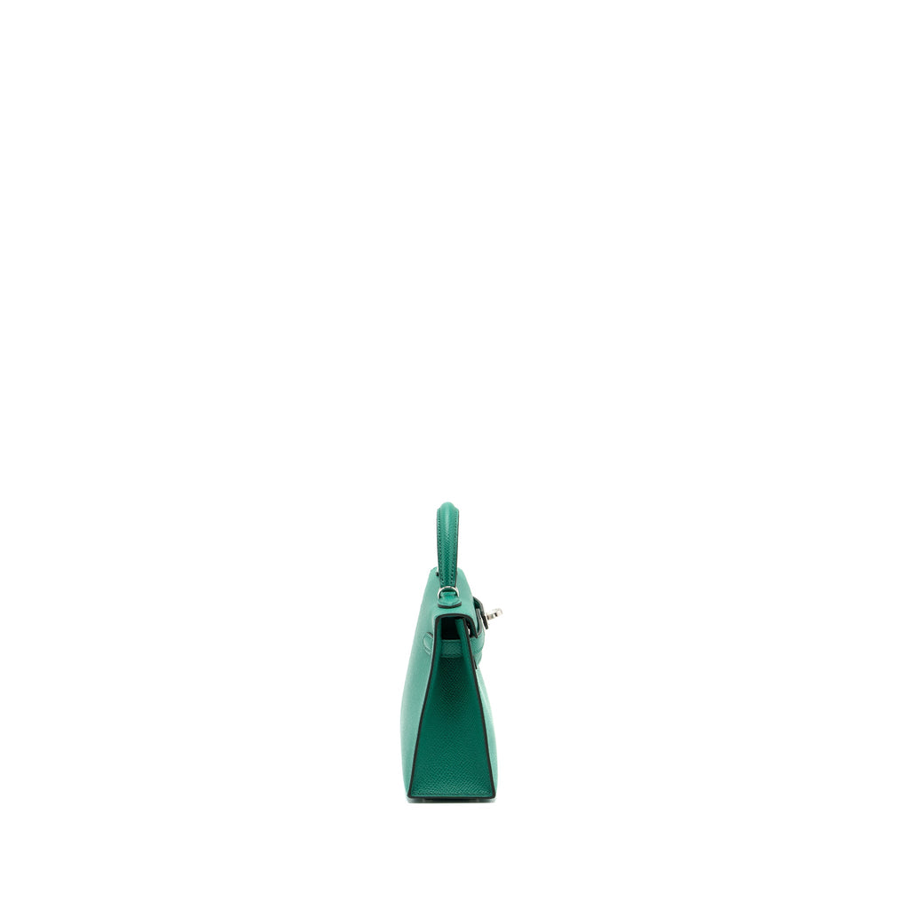 Hermes Mini Kelly Epsom Wooly Strap Vert Jade/ Blue Paradis-Saphir SHW