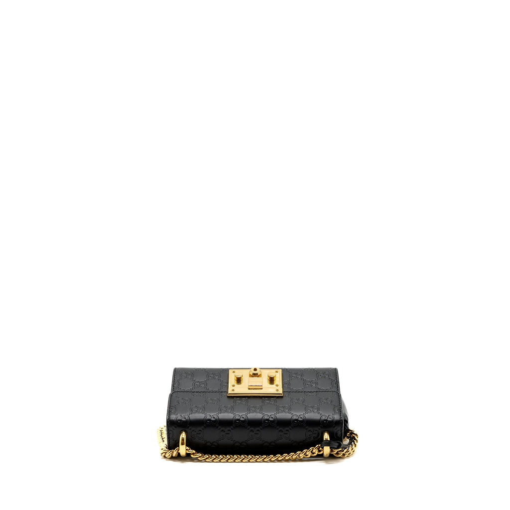 GUCCI PADLOCK CHAIN BAG CALFSKIN BLACK GHW