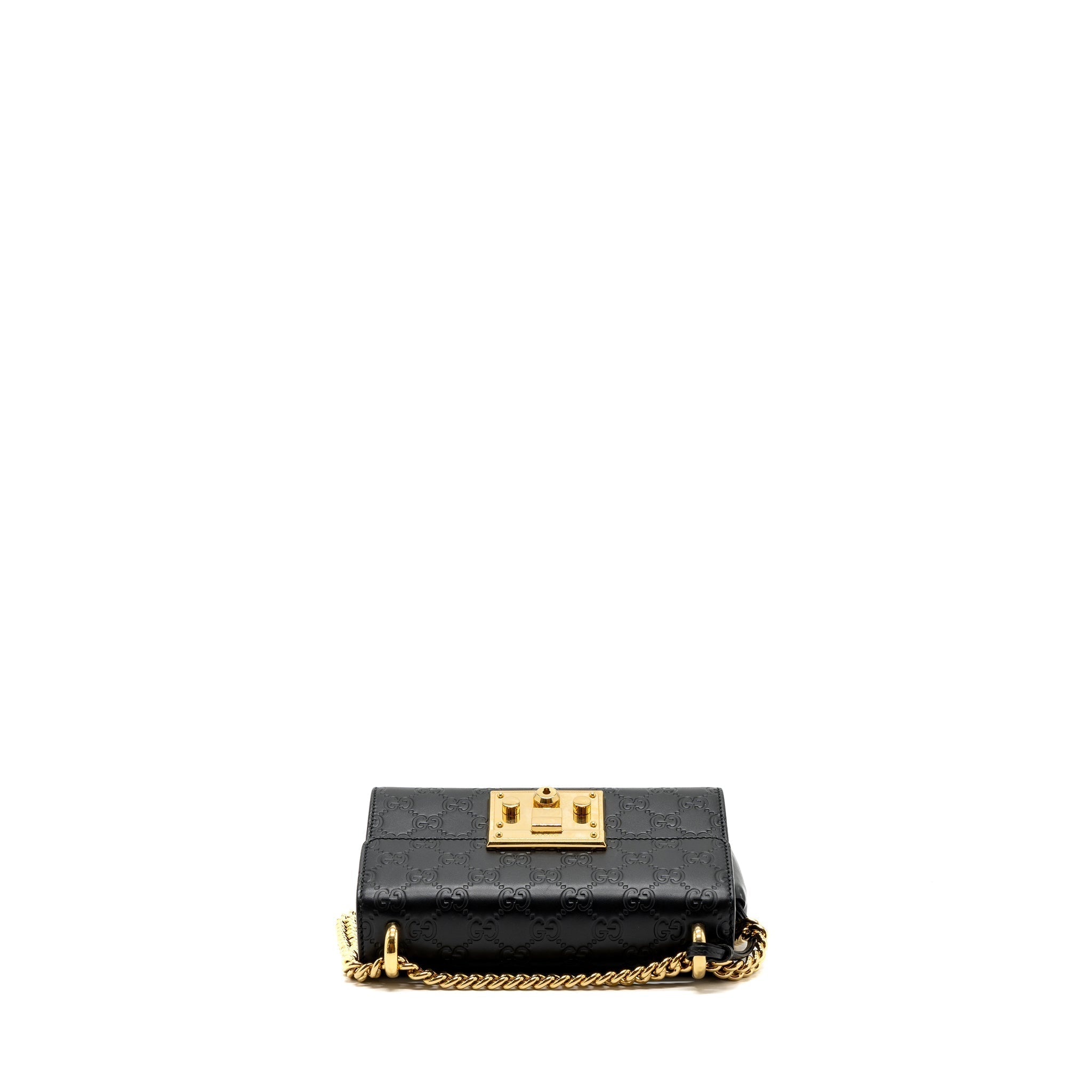 GUCCI PADLOCK CHAIN BAG CALFSKIN BLACK GHW