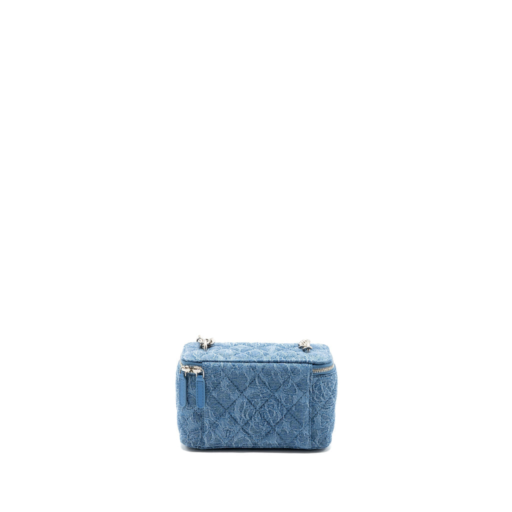 CHANEL COCO LOVE LONG VANITY CASE DENIM CAMELIA BLUE SHW (MICROCHIP)
