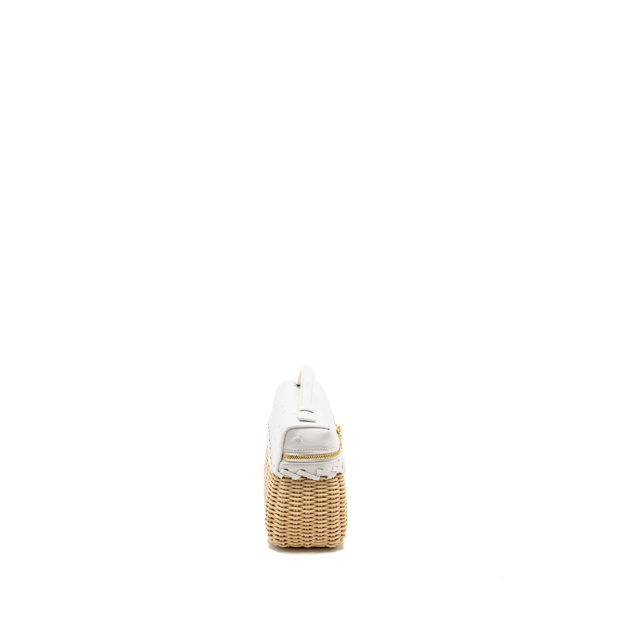 LORO PIANA EXTRA POCKET L19 EAST-WEST RAFFIA OSTRICH WHITE GHW