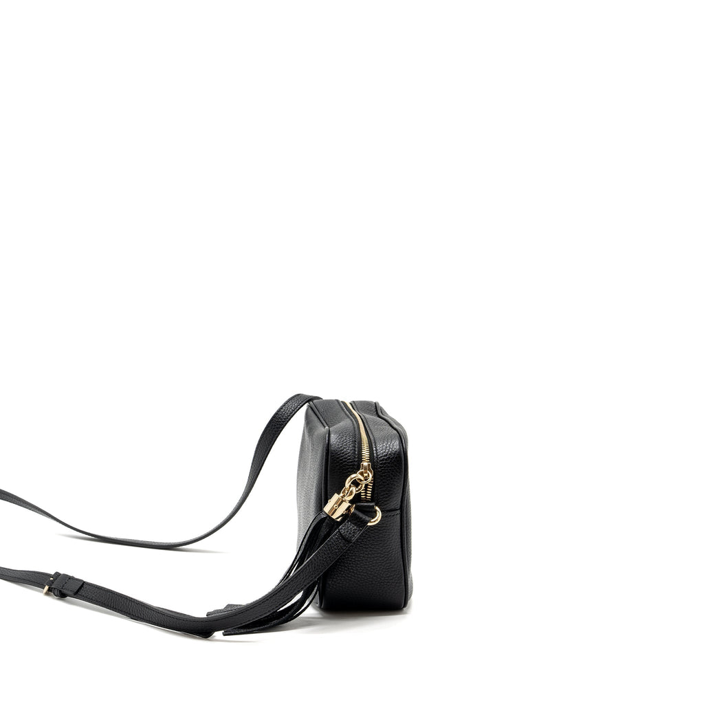 GUCCI SOHO DISCO CAMERA BAG GRAINED CALFSKIN BLACK GHW