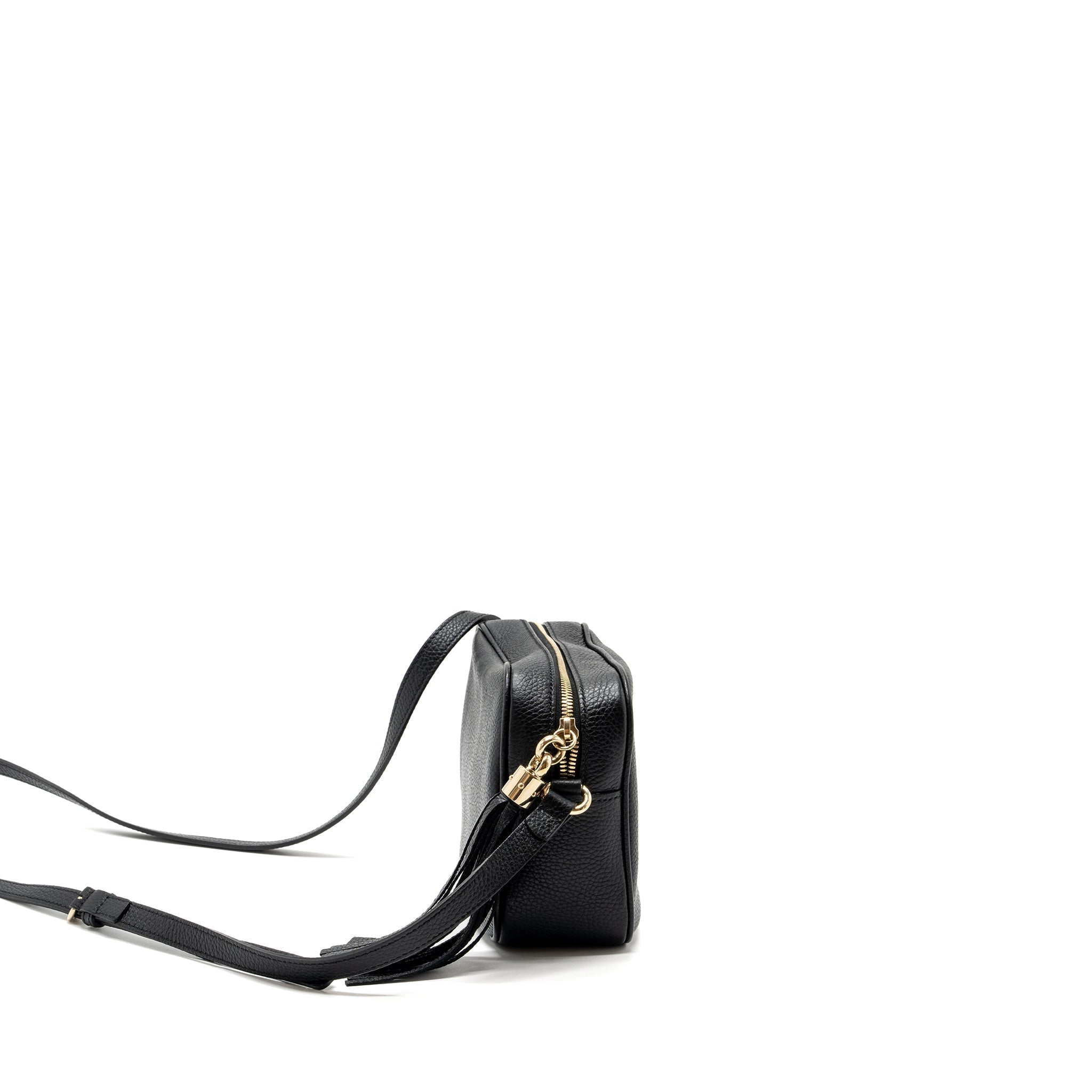 GUCCI SOHO DISCO CAMERA BAG GRAINED CALFSKIN BLACK GHW