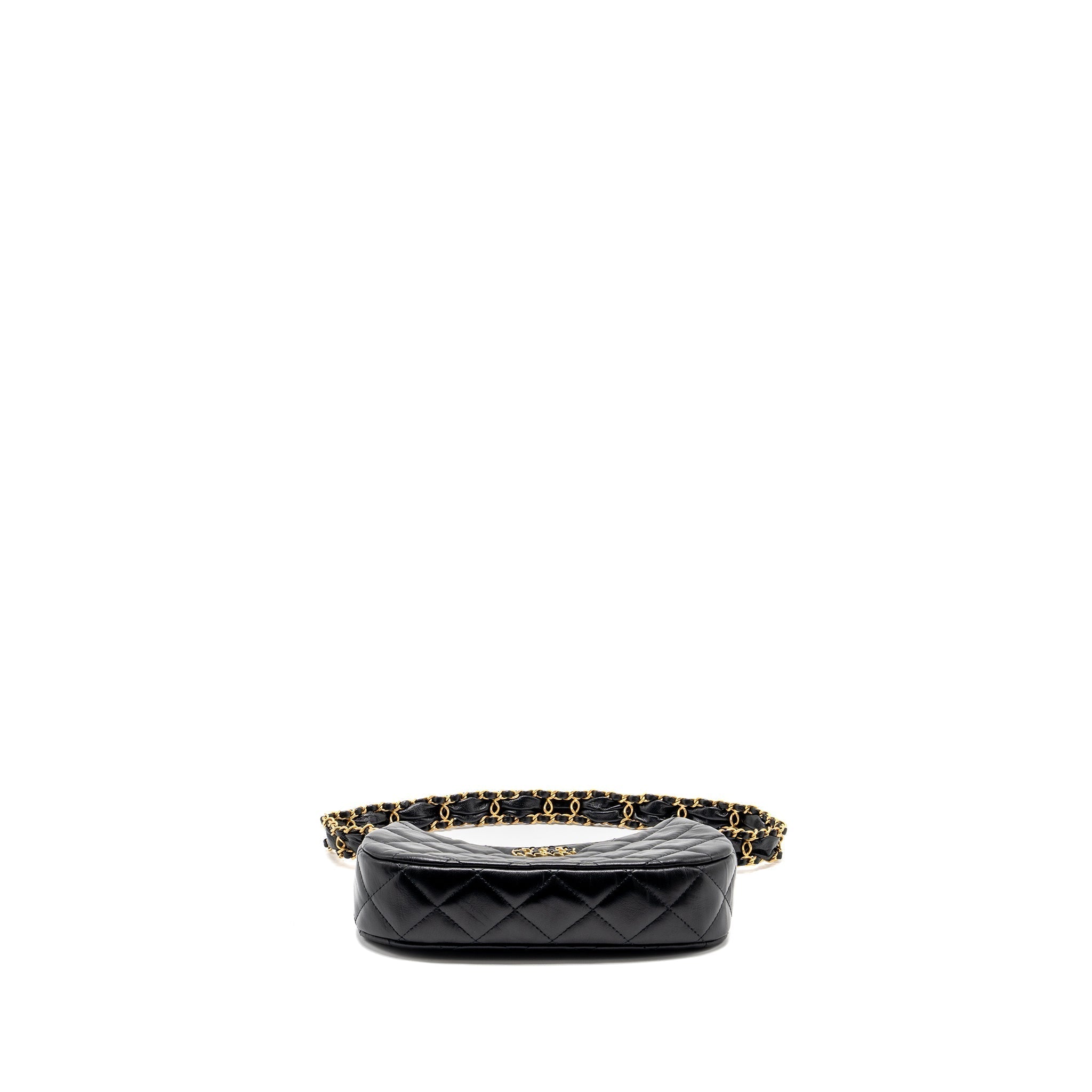 CHANEL 23K SMALL HOBO SHOULDER BAG CALFSKIN BLACK GHW (MICROCHIP)