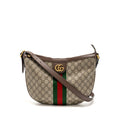 GUCCI SMALL OPHIDIA HALF MOON CROSSBODY HOBO BAG GG SUPREME CANVAS GHW