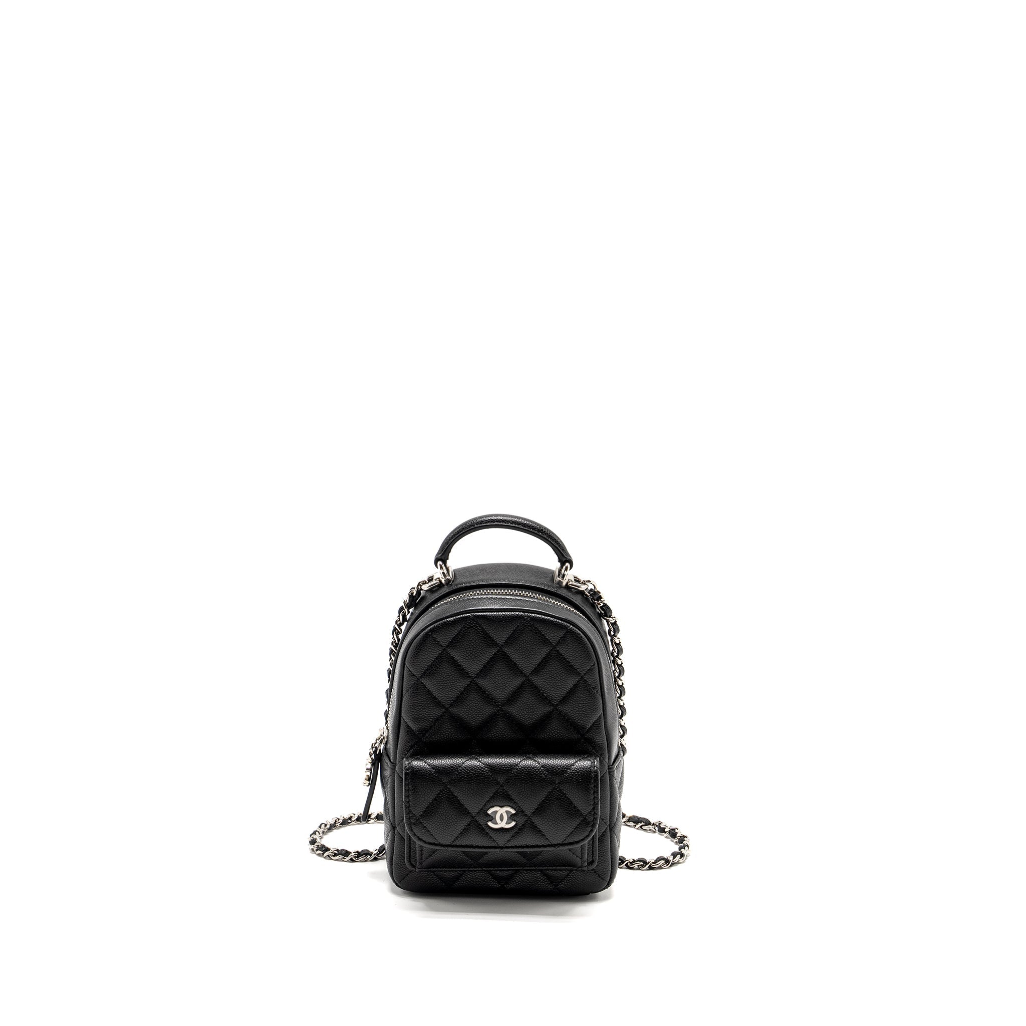 CHANEL 24P MINI BACKPACK/CROSSBODY BAG CAVIAR BLACK SHW (MICROCHIP)