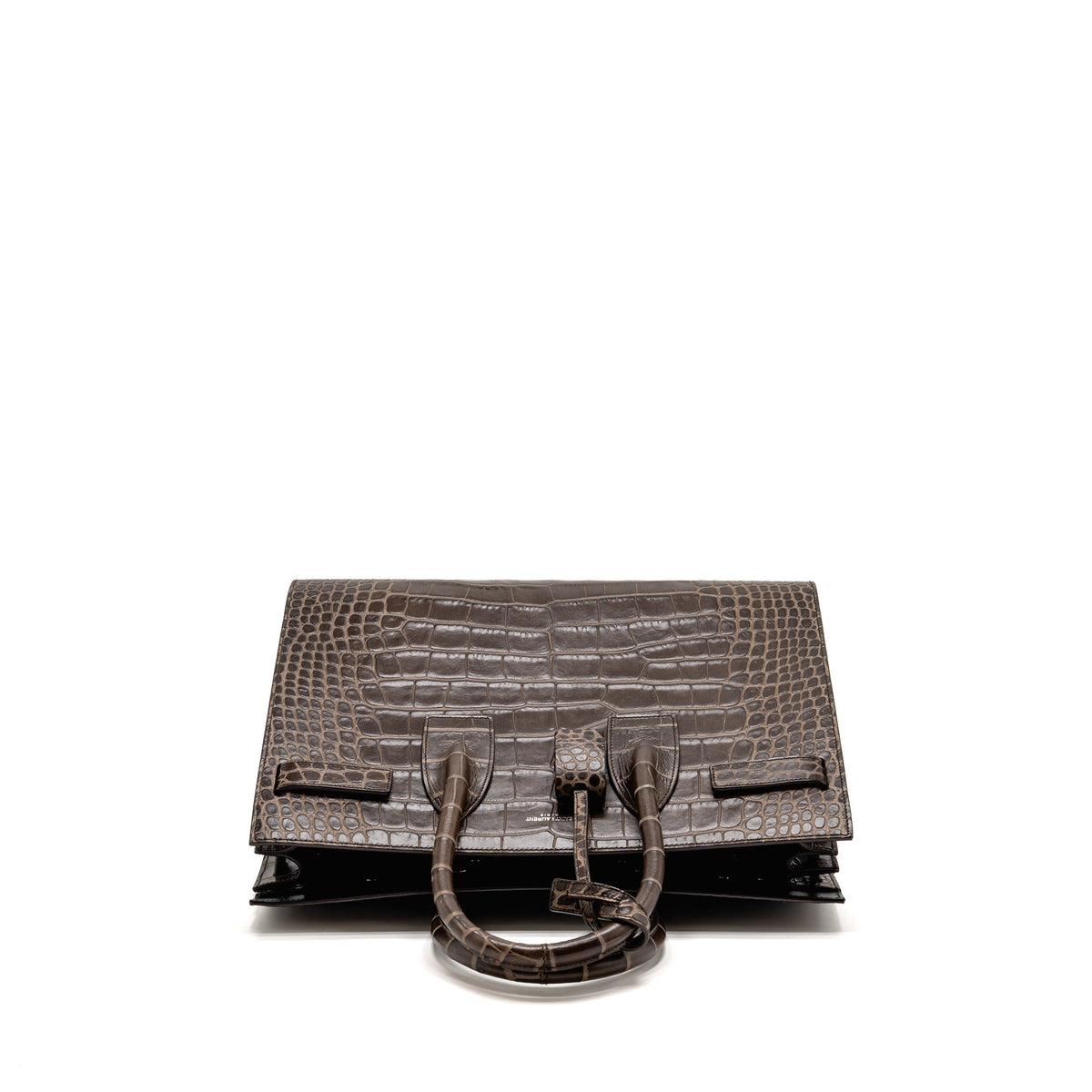 Saint Laurent sac de jour tote croc embossed calfskin brown SHW