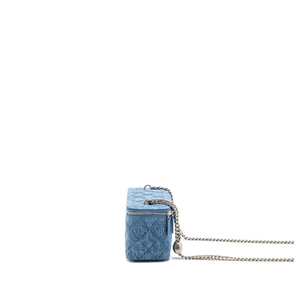 CHANEL COCO LOVE LONG VANITY CASE DENIM CAMELIA BLUE SHW (MICROCHIP)