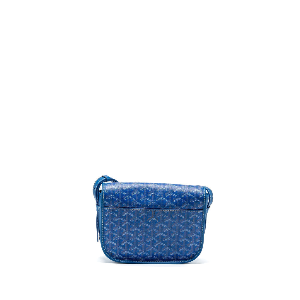 GOYARD BELVEDERE PM MESSANGER BAG GOYARDLINE CANVAS / CALFSKIN BLUE SHW