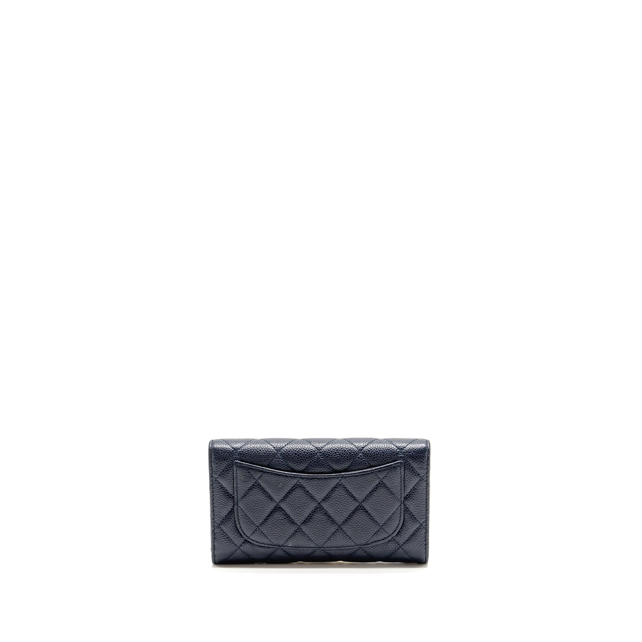 CHANEL CLASSIC FLAP LONG WALLET CAVIAR DARK BLUE SHW