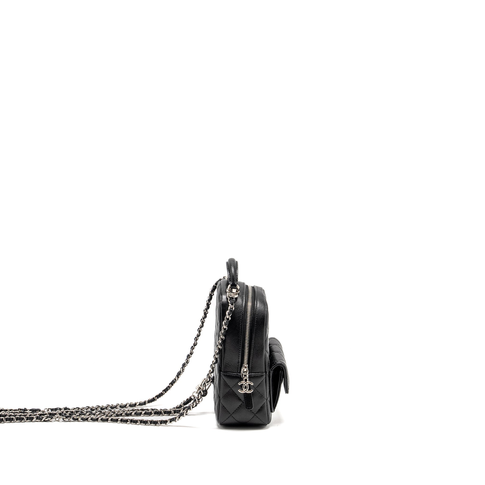 CHANEL 24P MINI BACKPACK/CROSSBODY BAG CAVIAR BLACK SHW (MICROCHIP)