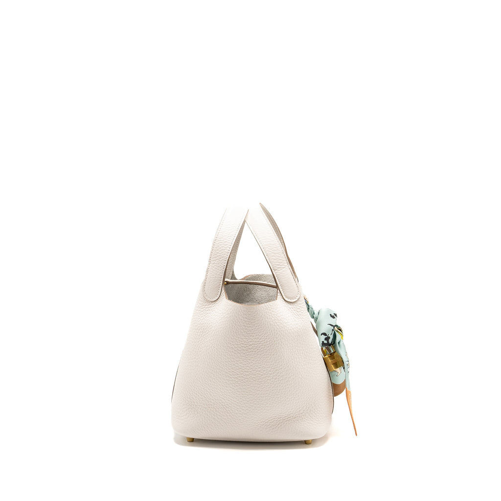 HERMES PICOTIN 18 LOCK BAG CLEMENCE GRIS PALE GHW
