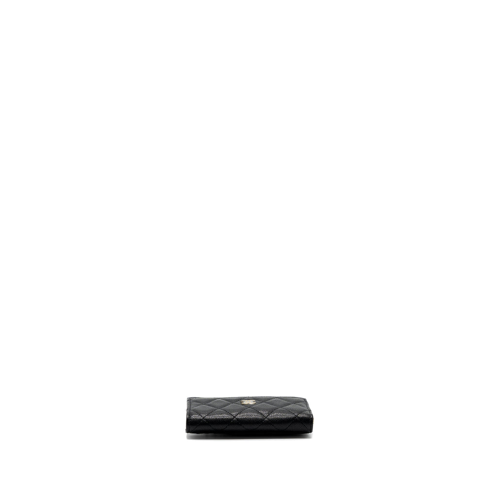 CHANEL L ZIPPER CARD HOLDER CAVIAR BLACK GHW (MICROCHIP )