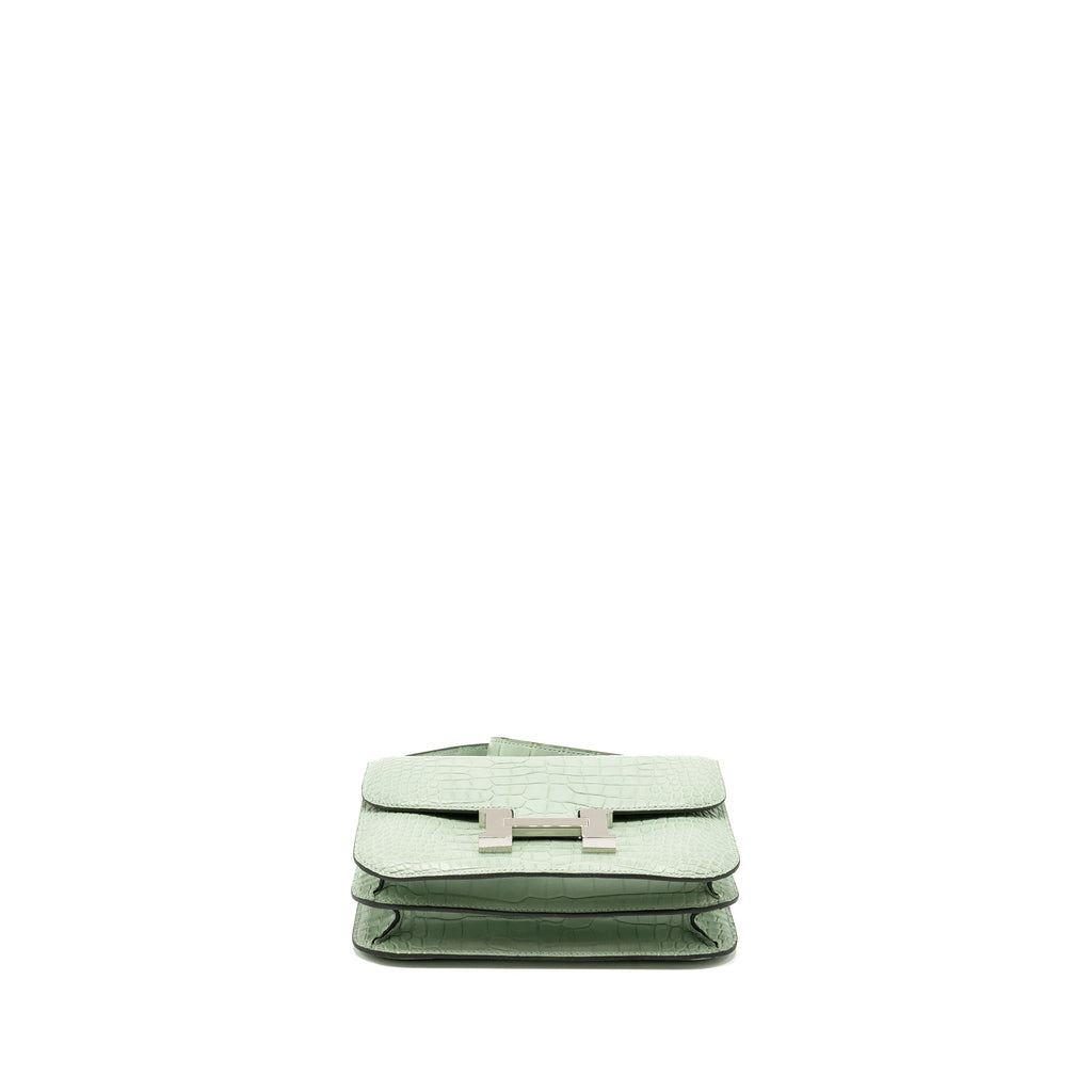 HERMES MINI CONSTANCE ALLIGATOR MISSISSIPPIENSIS MAT VERT D’EAU SHW