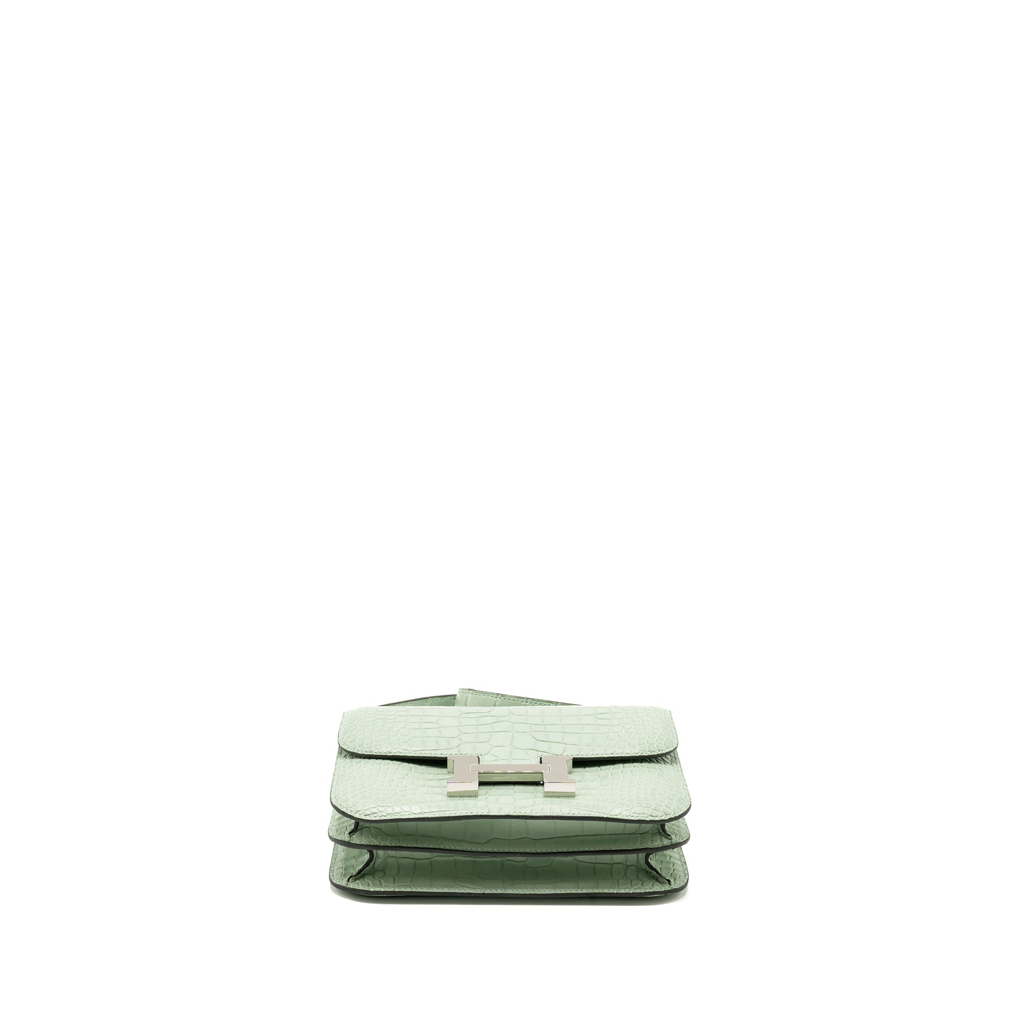 HERMES MINI CONSTANCE ALLIGATOR MISSISSIPPIENSIS MAT VERT D’EAU SHW