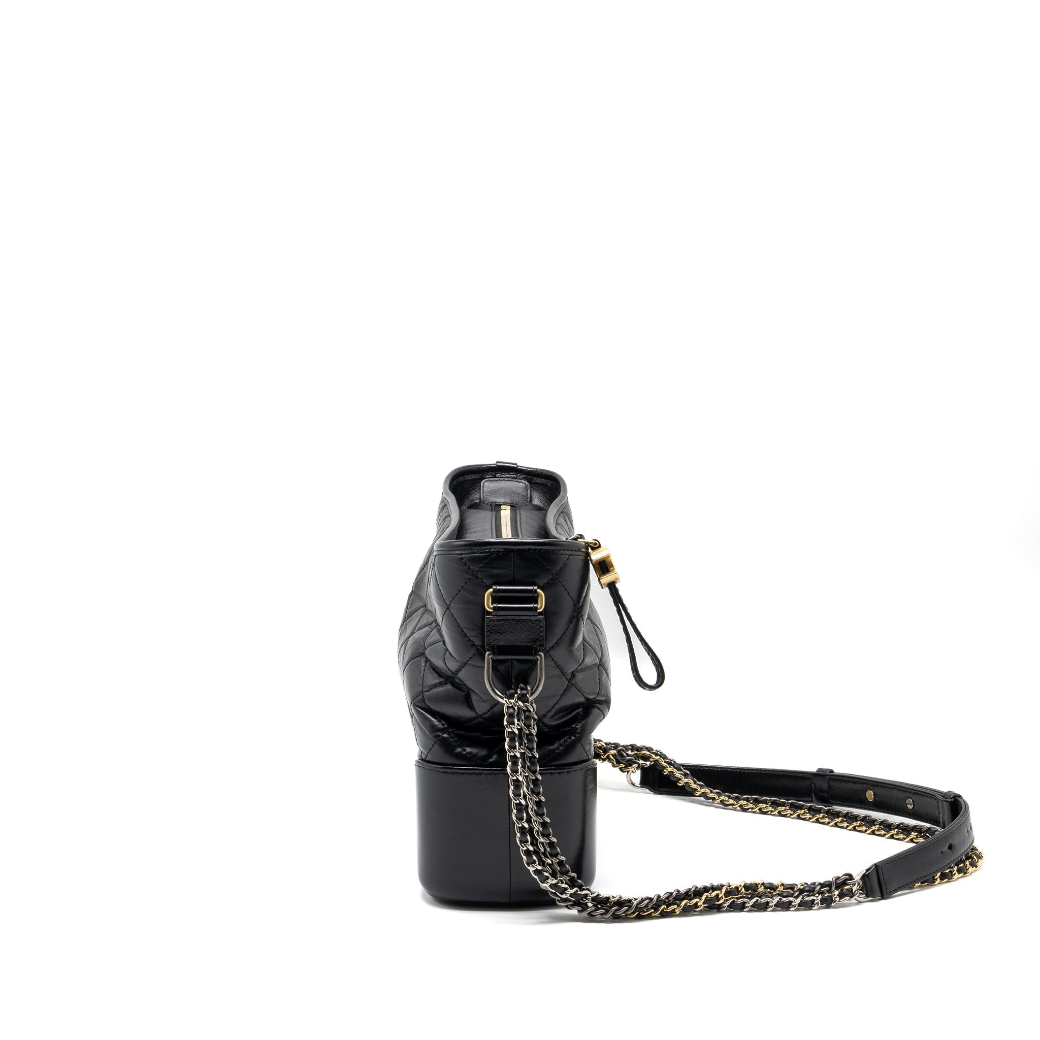 CHANEL LARGE GABRIELLE HOBO BAG AGED CALFSKIN BLACK MULTICOLOUR HARDWARE