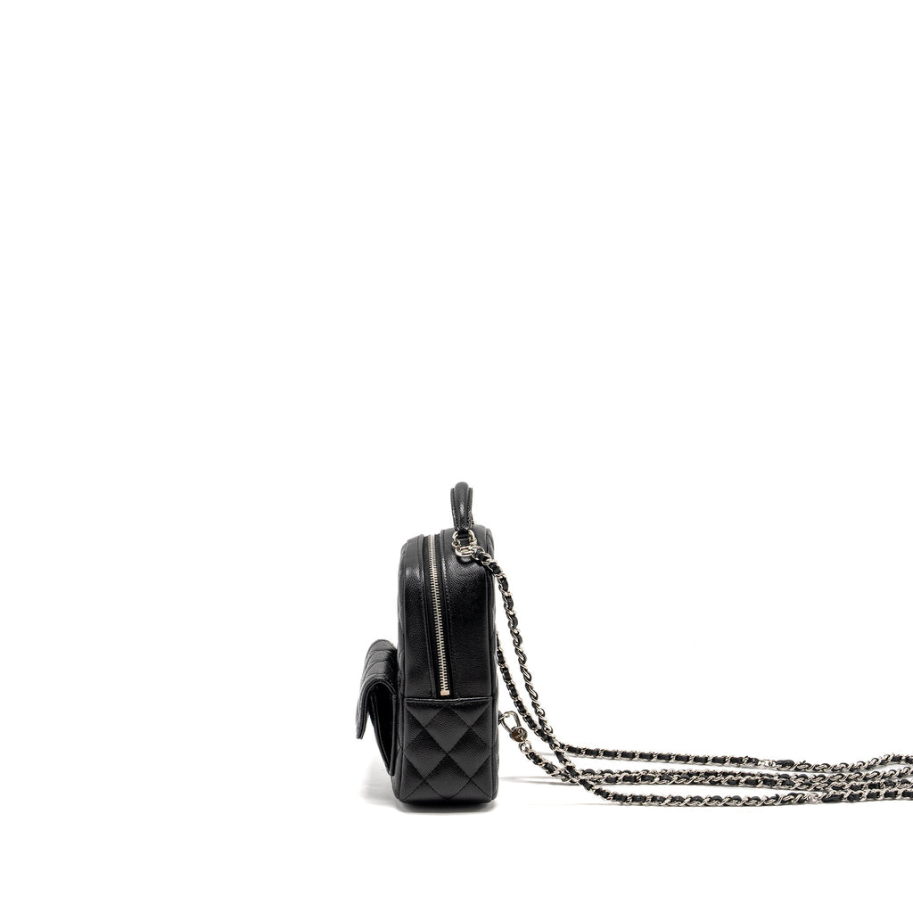 CHANEL 24P MINI BACKPACK/CROSSBODY BAG CAVIAR BLACK SHW (MICROCHIP)