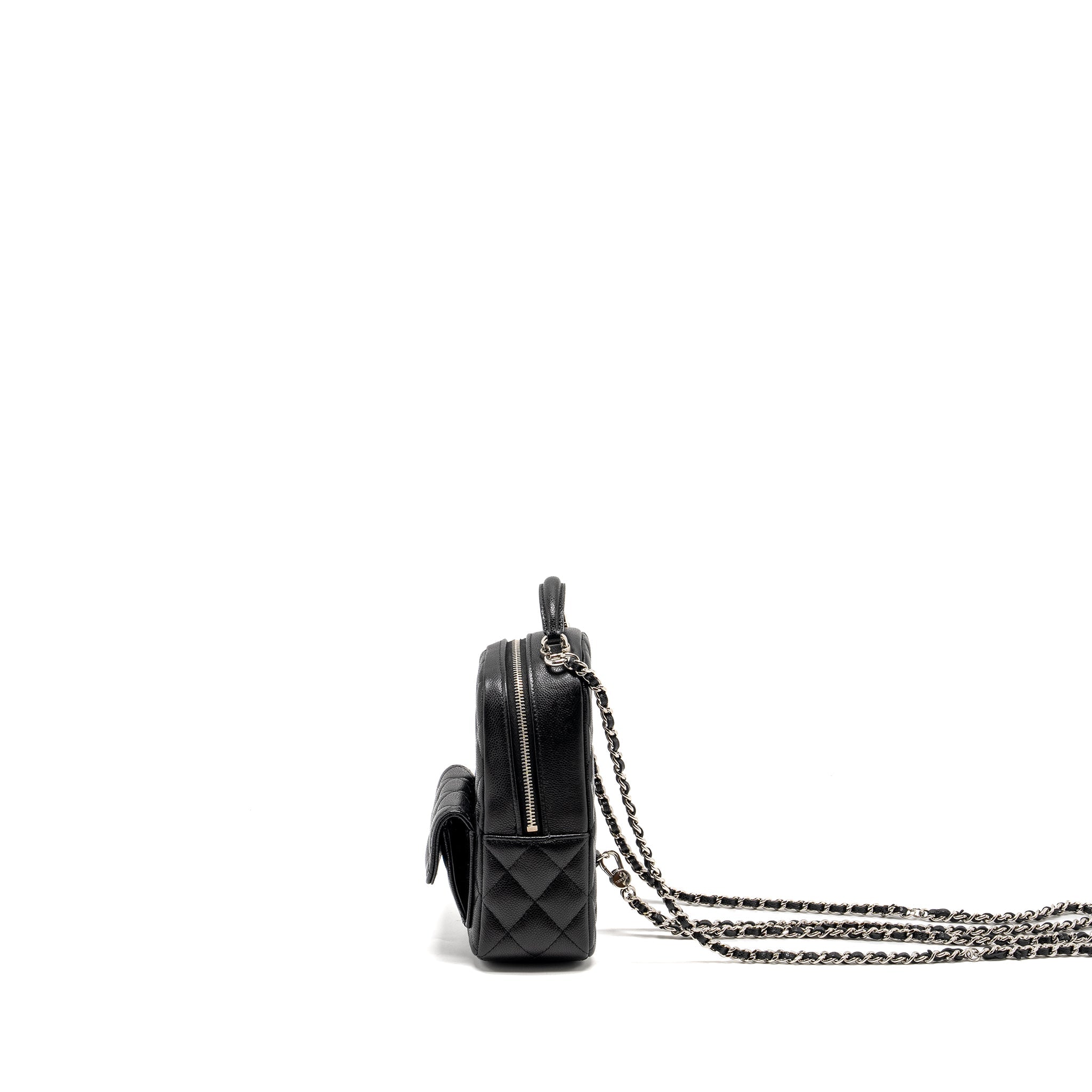 CHANEL 24P MINI BACKPACK/CROSSBODY BAG CAVIAR BLACK SHW (MICROCHIP)