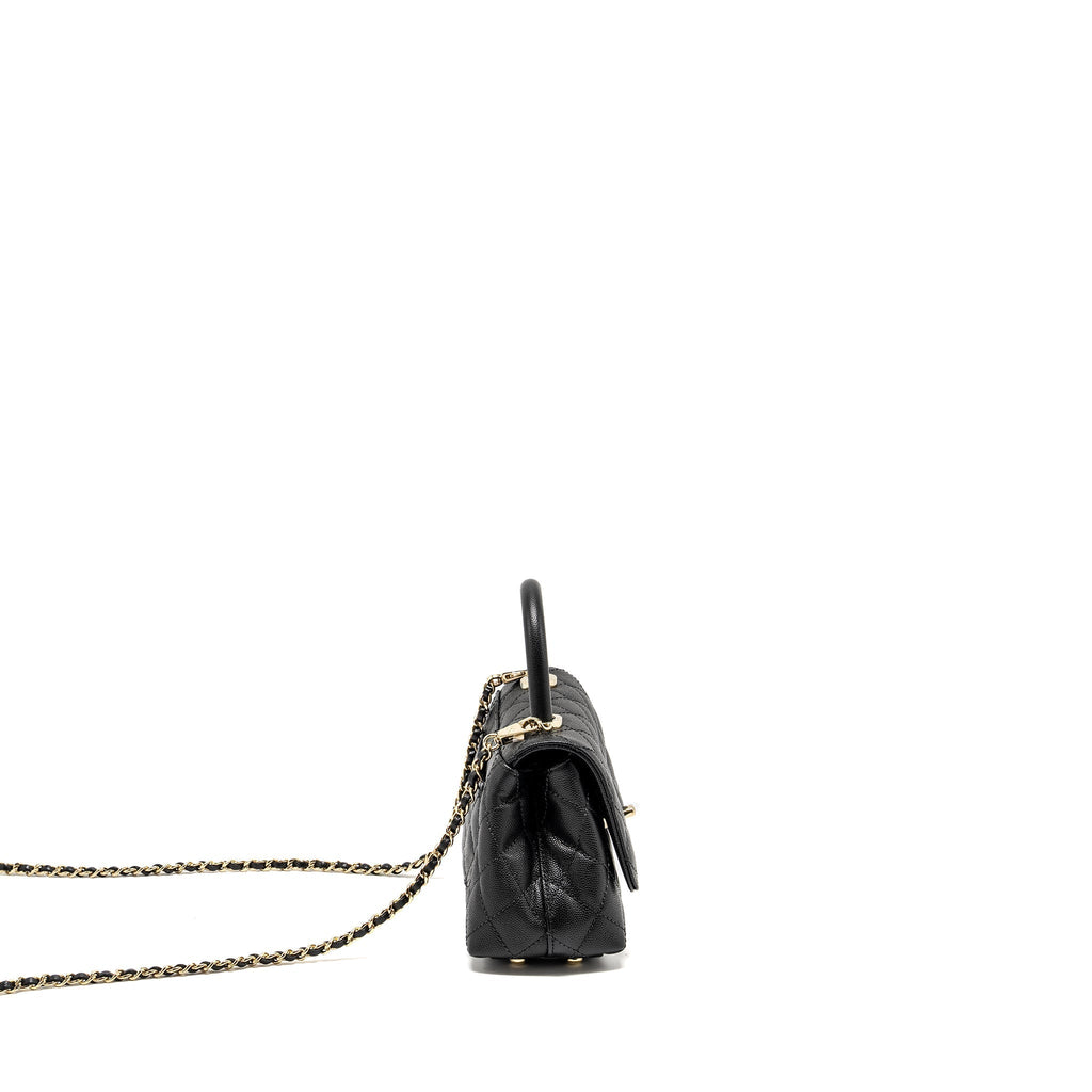 CHANEL MINI COCOHANDLE CAVIAR BLACK LGHW (MICROCHIP)