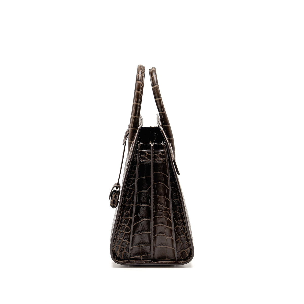Saint Laurent sac de jour tote croc embossed calfskin brown SHW