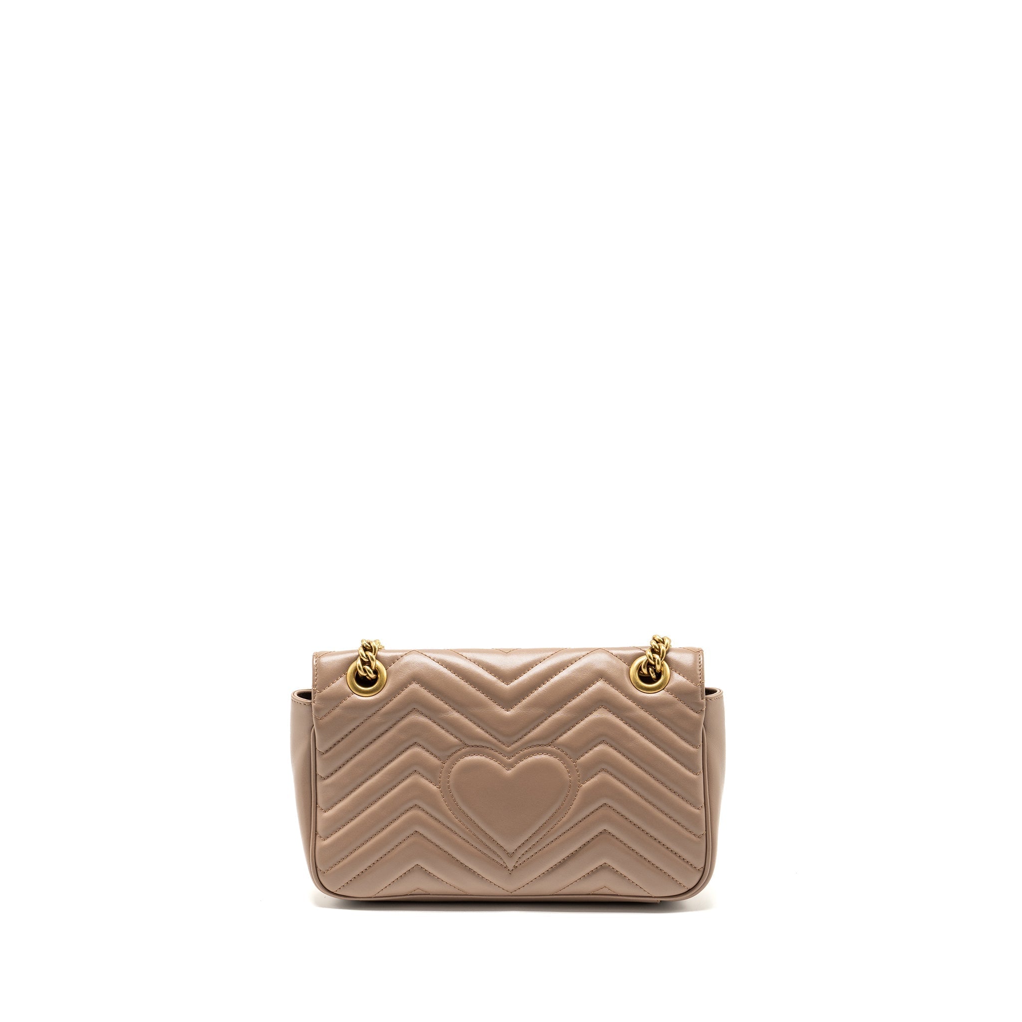 GUCCI SMALL GG MARMONT SHOULDER BAG CALFSKIN BEIGE GHW