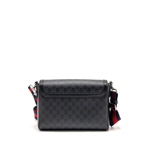GUCCI MESSENGER BAG GG SUPREME CANVAS BLACK MULTICOLOUR STRAP SHW