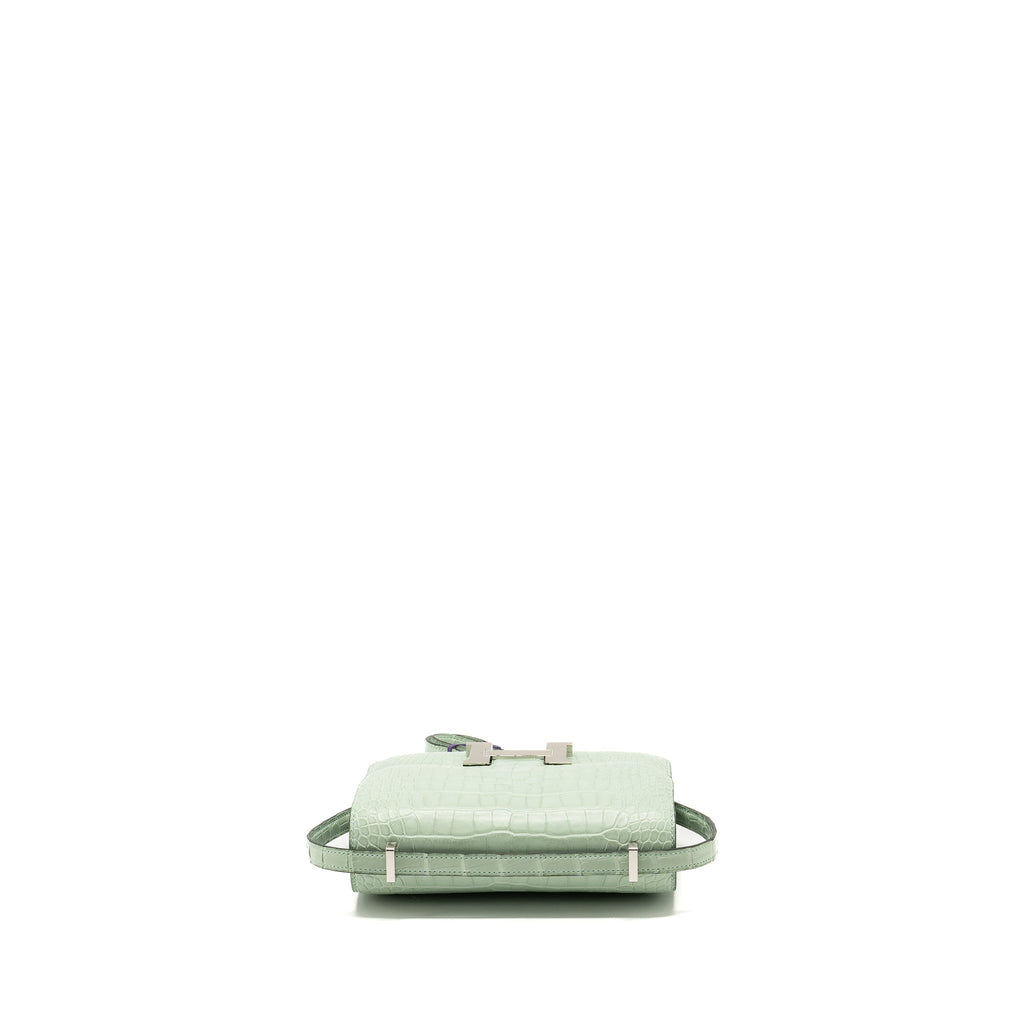 HERMES MINI CONSTANCE ALLIGATOR MISSISSIPPIENSIS MAT VERT D’EAU SHW