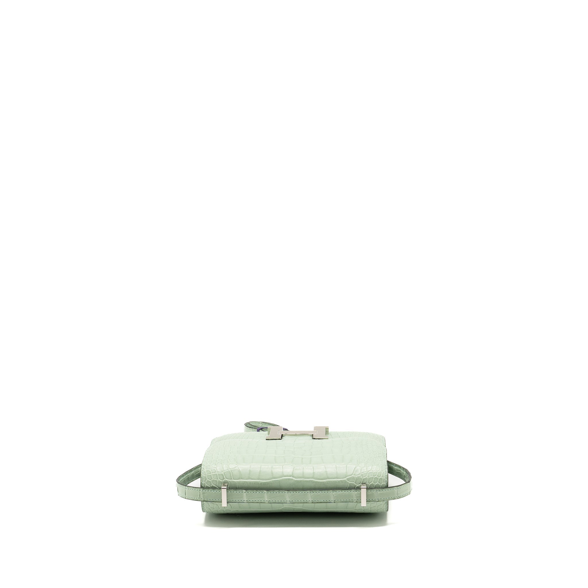 HERMES MINI CONSTANCE ALLIGATOR MISSISSIPPIENSIS MAT VERT D’EAU SHW