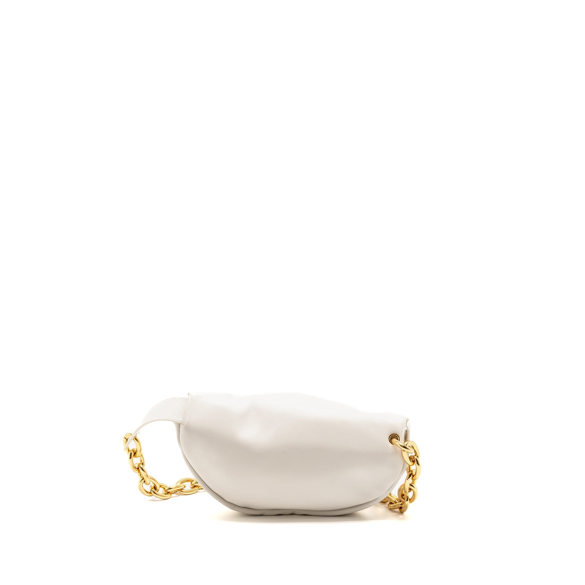BOTTEGA VENETA THE BELT CHAIN POUCH BAG CALFSKIN WHITE GHW