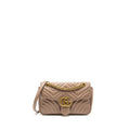 GUCCI SMALL GG MARMONT SHOULDER BAG CALFSKIN BEIGE GHW