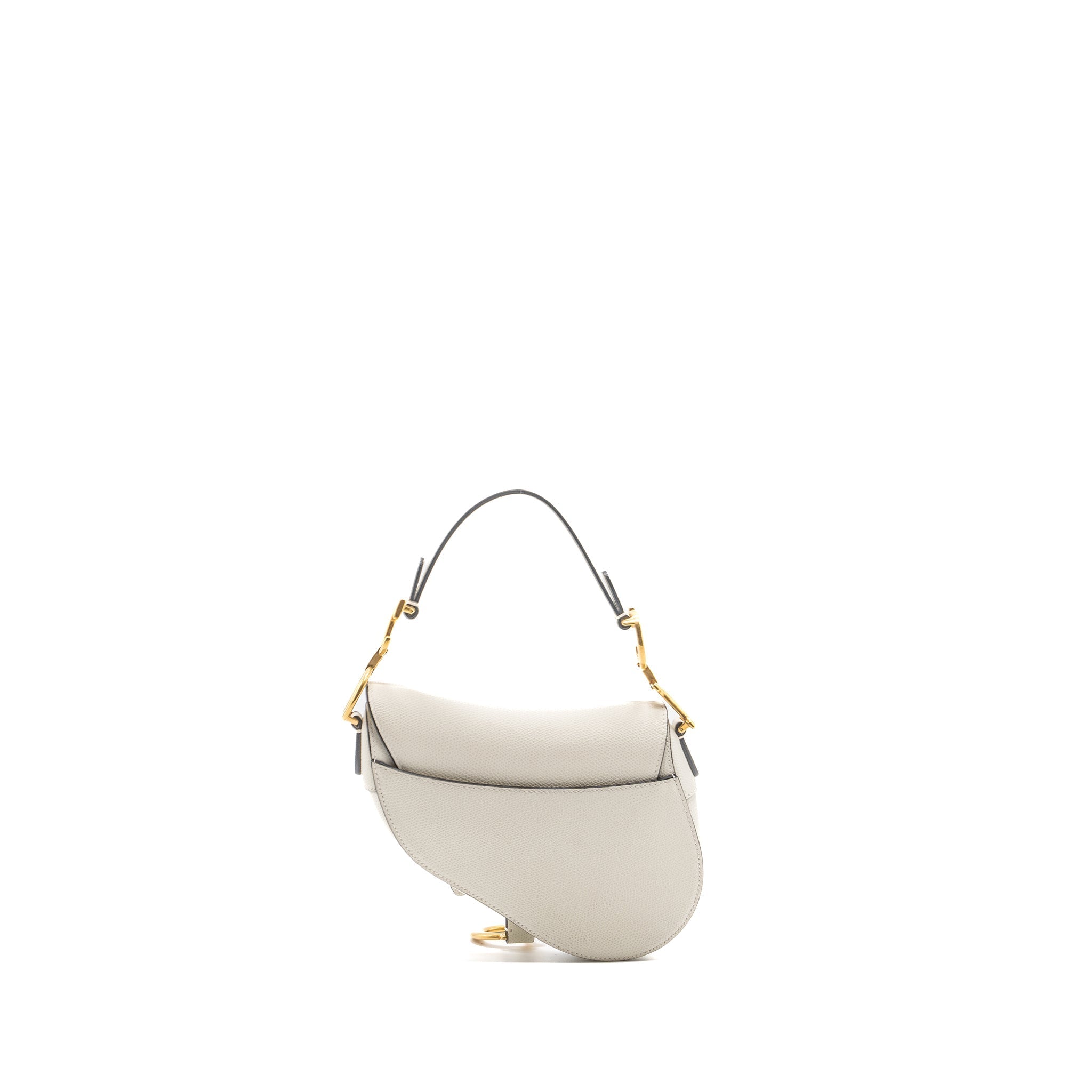 DIOR MINI SADDLE BAG GRAINED CALFSKIN WHITE GHW