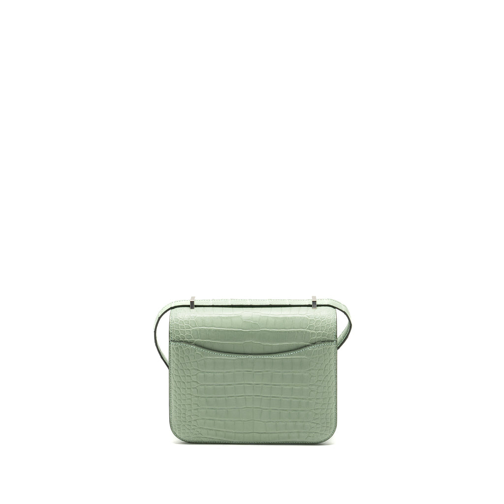 HERMES MINI CONSTANCE ALLIGATOR MISSISSIPPIENSIS MAT VERT D’EAU SHW
